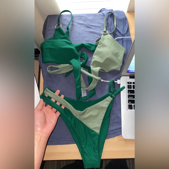 Other - Green 2 piece bikini, adjustable straps, cheeky bottoms